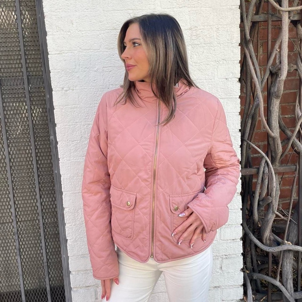 Love tree Pink quilted puffer jacket with zipper pockets / fits like a medium